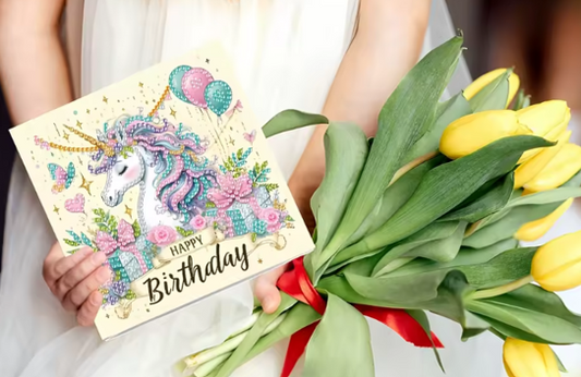 6er-Kartenset „Happy Birthday“ - Diamond Painting