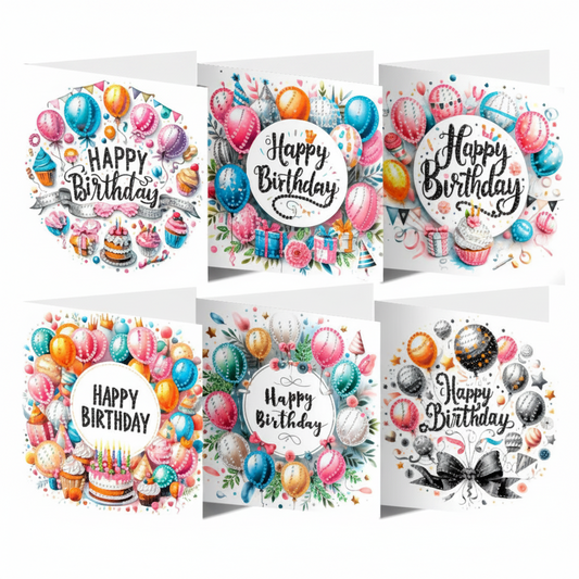 6er Set Diamond Painting Ballonkarten für Geburtstage