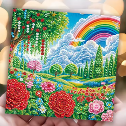 6er-Set Regenbogen-Grußkarten - Diamond Painting