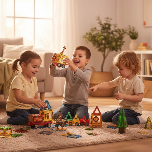 Kinder spielen mit MagneticZoo Tiereset