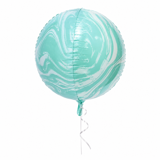 Marmor Luftballon Türkis Weiß 35 cm