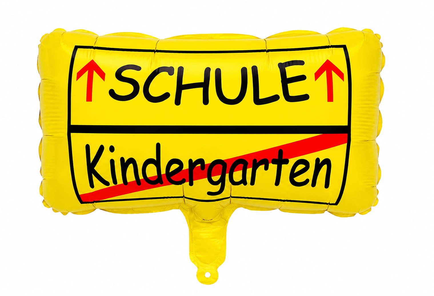 Schule statt Kindergarten Folienballon im Verkehrsschild Design zur Einschulung und zum Schulanfang.