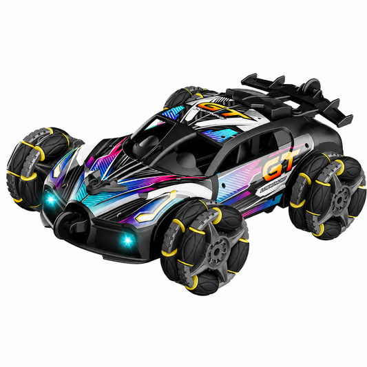 HydroDrift RC Stuntauto mit Nebeleffekt, LED-Beleuchtung und Mecanum-Rädern