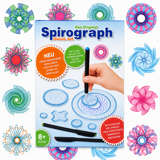 Spirograph Deluxe Zeichen-Set mit Schablonen, Zahnrädern und kreativen Musterbeispielen