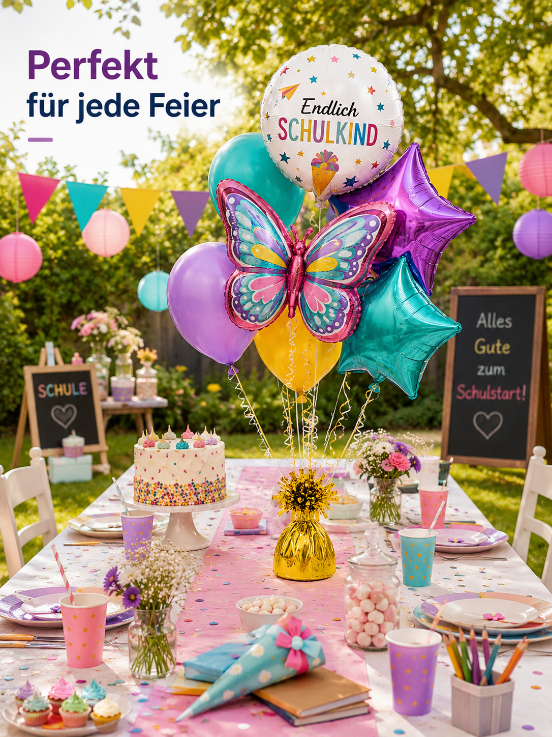 Ballongewicht als dekorativer Ballonhalter für Geburtstag, Einschulung und Gartenparty.