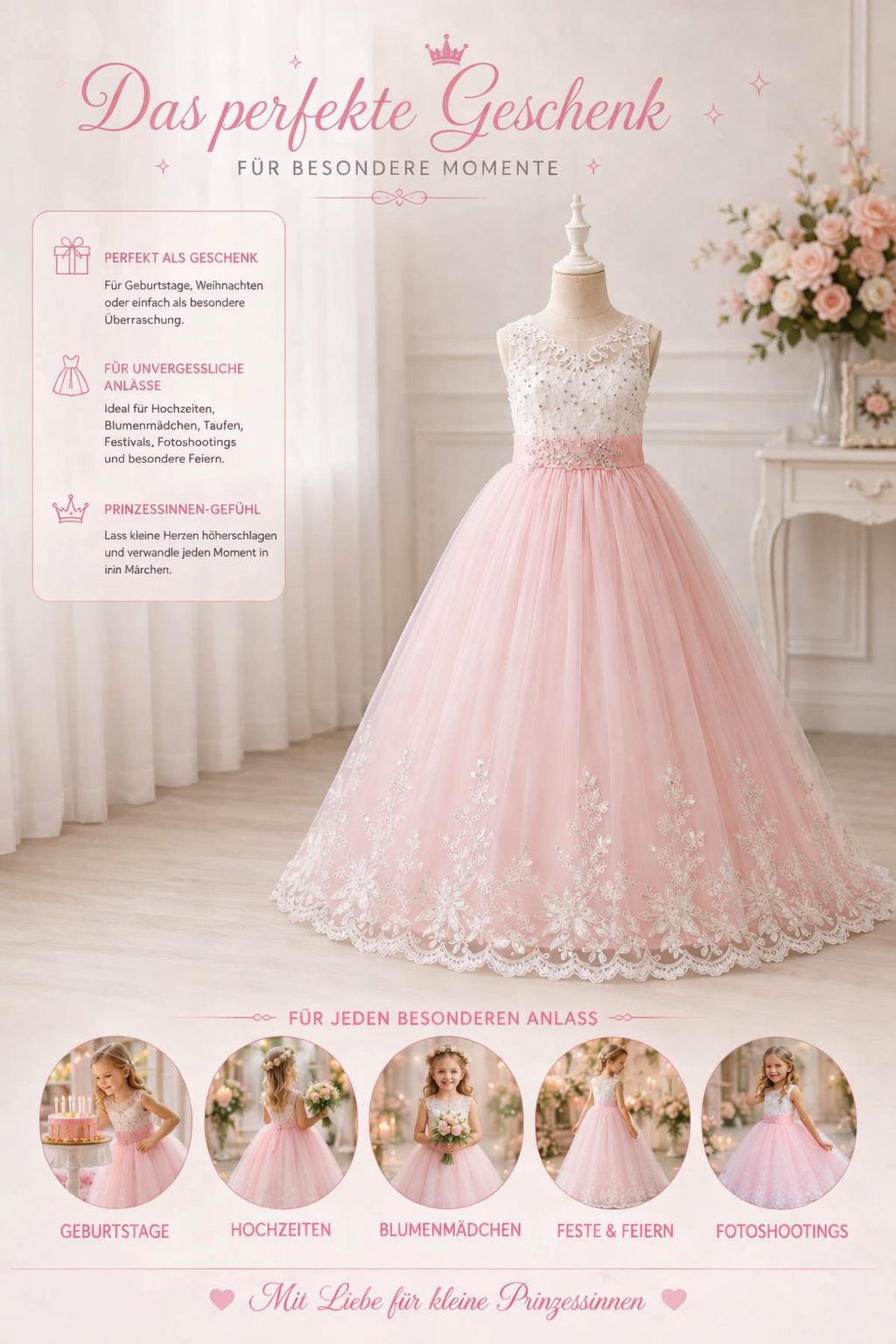 Prinzessinnenkleid Florelisse als Geschenkidee in eleganter Präsentation für besondere Anlässe