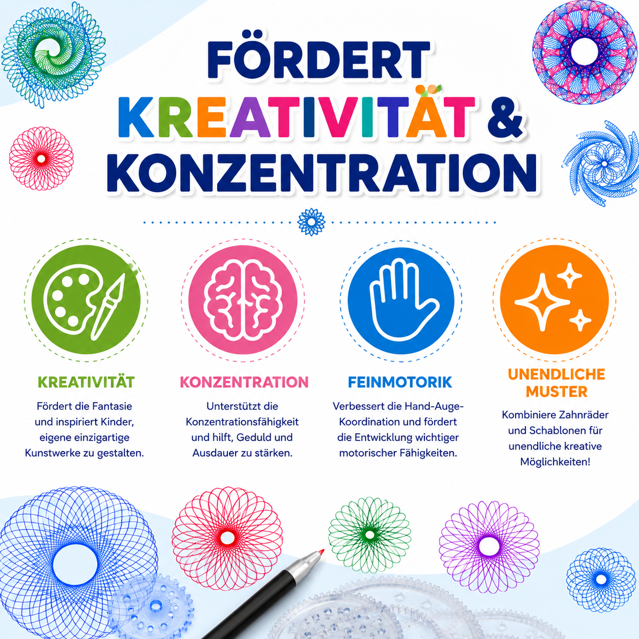 Spirograph Deluxe Kreativspiel zur Förderung von Kreativität, Konzentration und Feinmotorik bei Kindern