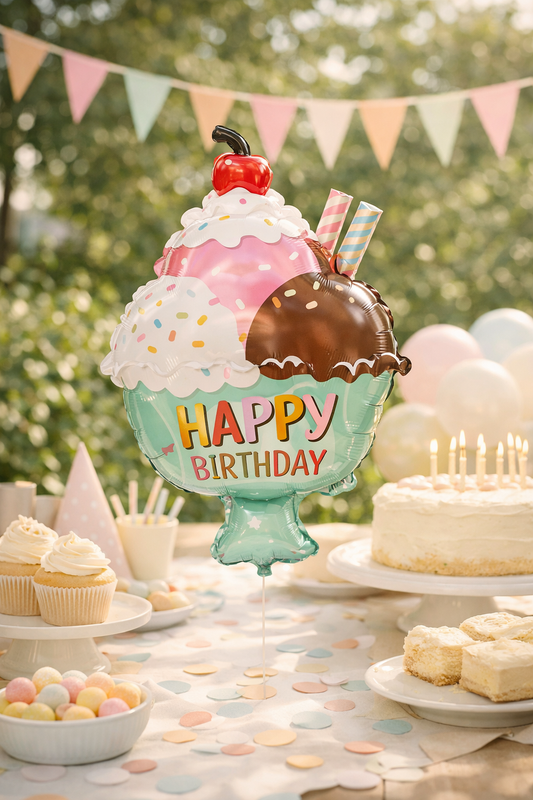 Eisbecher Happy Birthday Folienballon