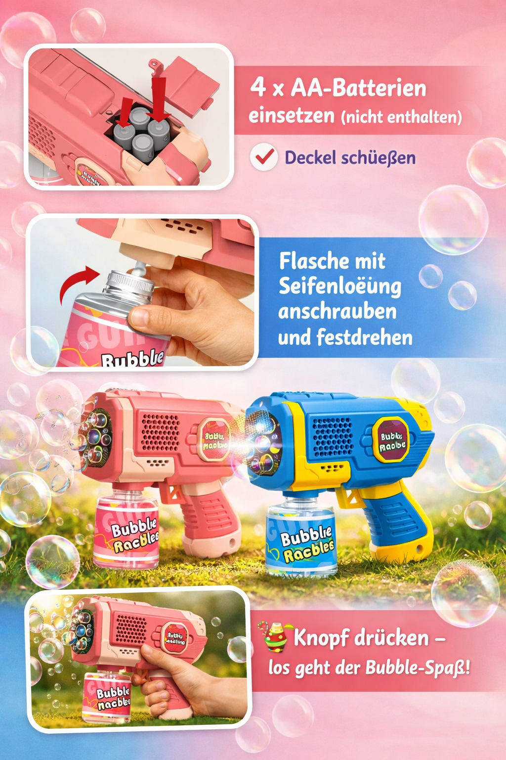 BubbliX – Mini Bubble‑Blaster für Kinder | SummerVibes