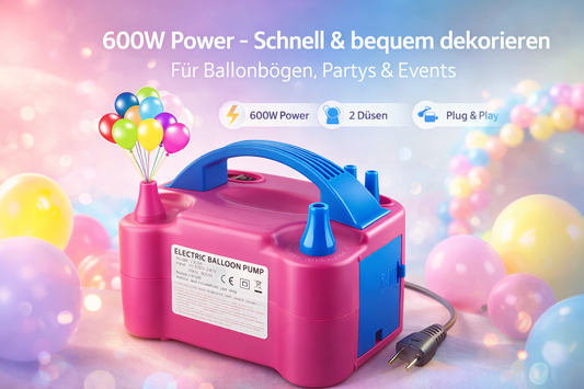 Elektrische Ballonpumpe 600W – Schnell, bequem & perfekt für jede Party