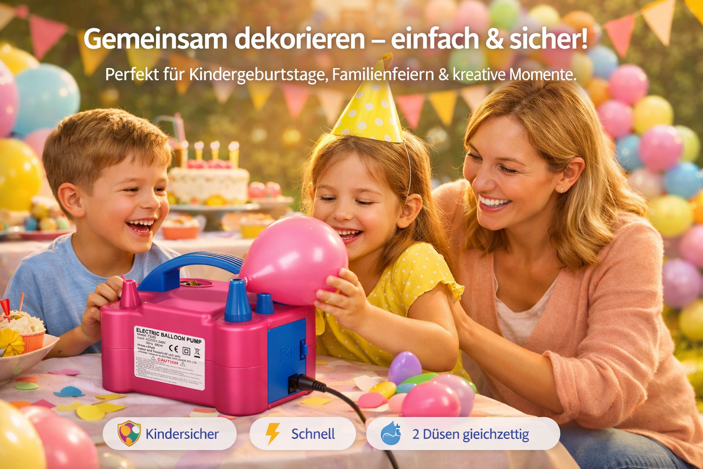 Elektrische Ballonpumpe 600W – Schnell, bequem & perfekt für jede Party