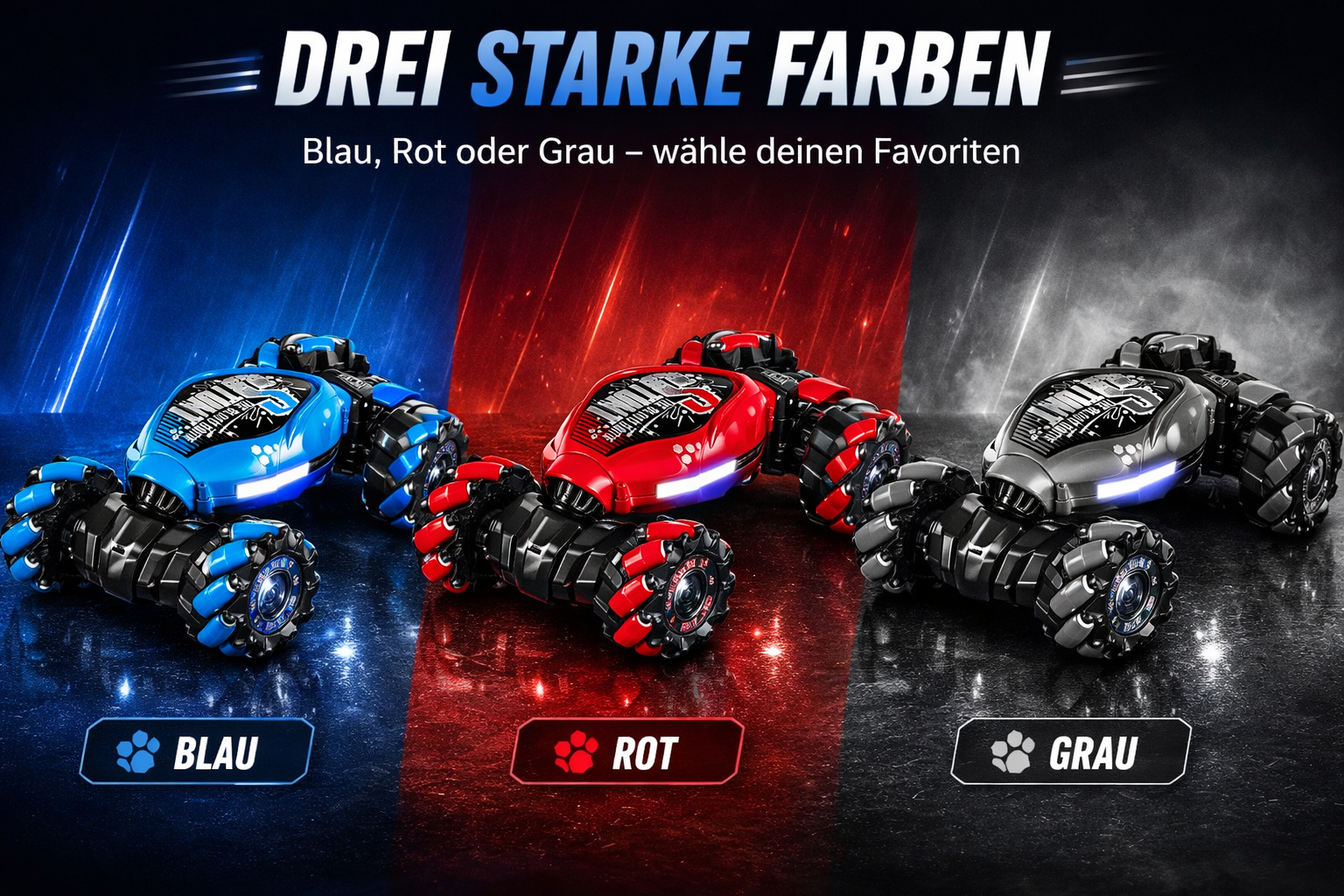 FunWheelz RC Stuntauto in Blau, Rot und Grau zur Auswahl