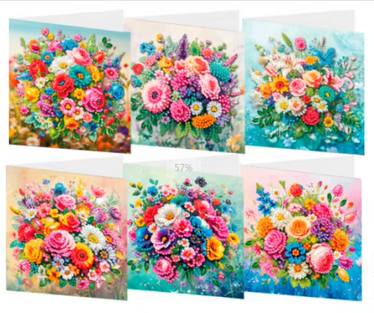 6er-Set Blumenkarten - Diamond Painting