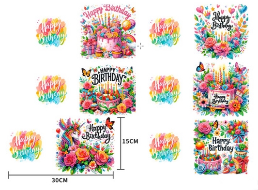 6er-Set „Happy Birthday“ - Diamond Painting