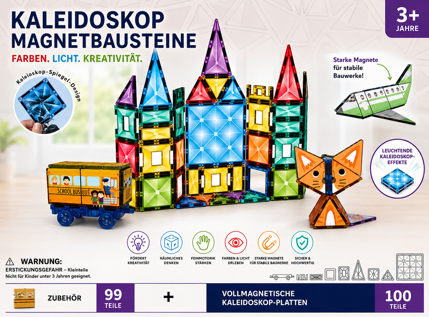 Originalverpackung des MagneticScope Kaleidoskop Magnetbausteine XXL Sets mit 199 Teilen.
