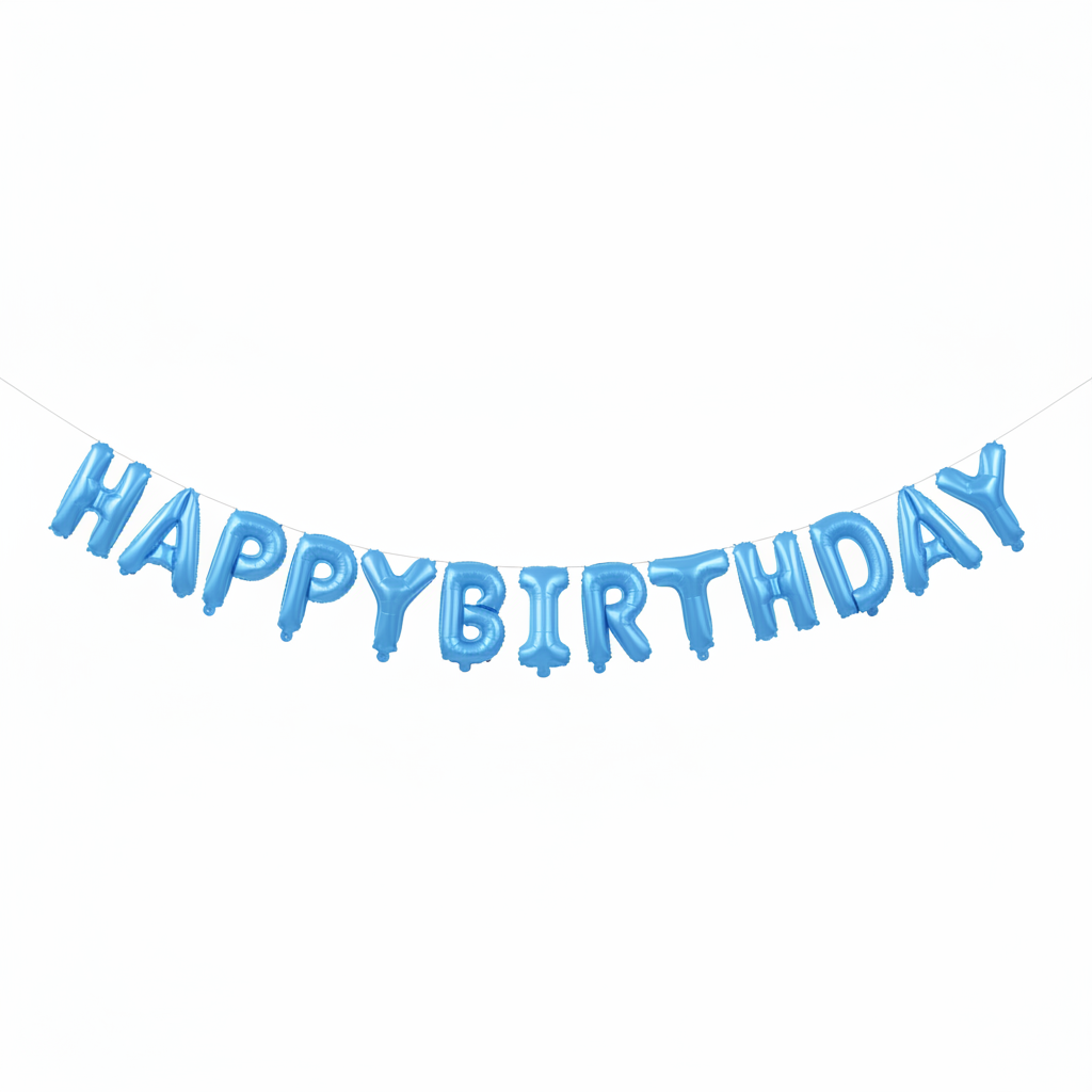 HAPPY BIRTHDAY Girlande Hellblau