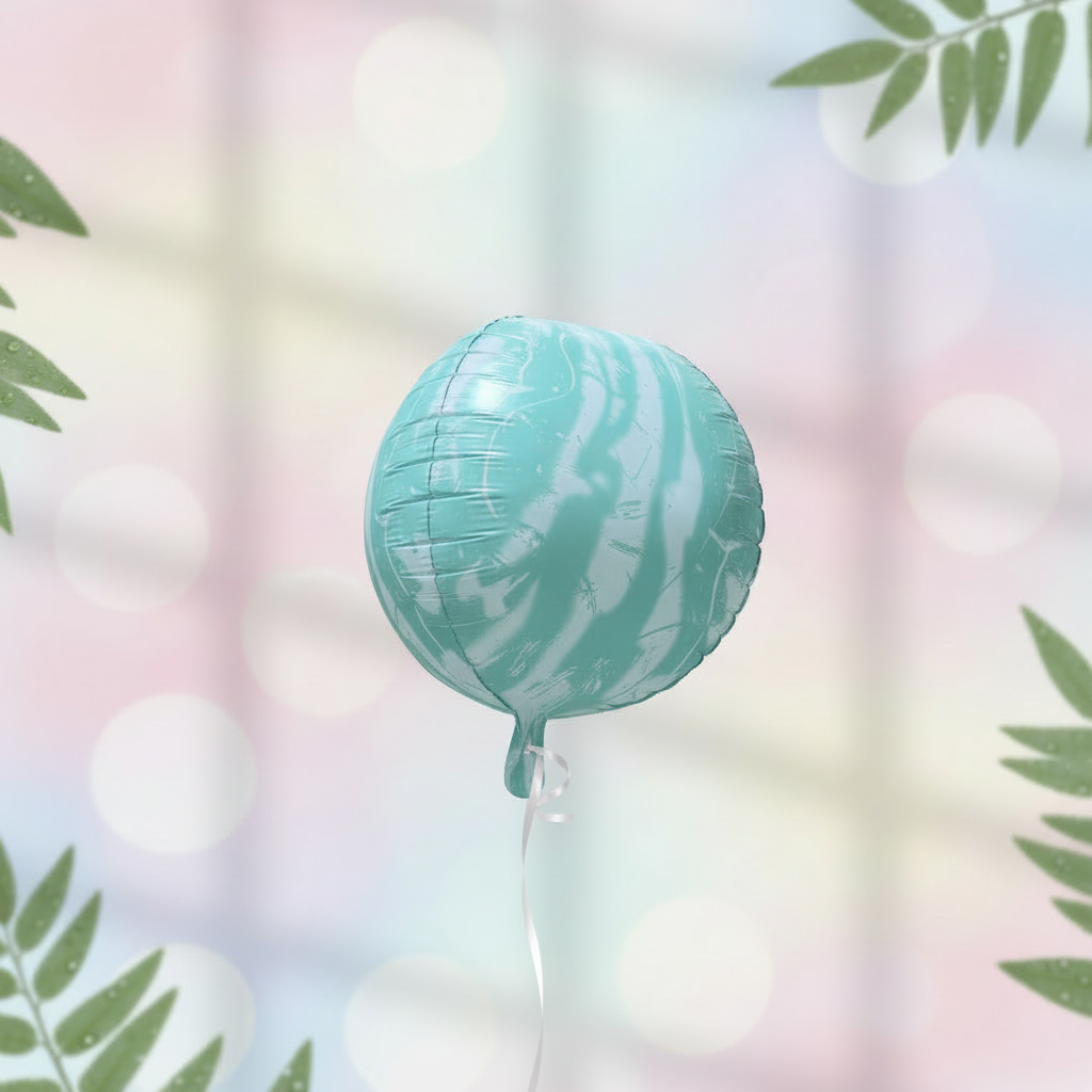 Marmor-Folienballon Mint mit Schnur