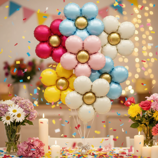 Daisy-Ballons in festlicher Party-Szene