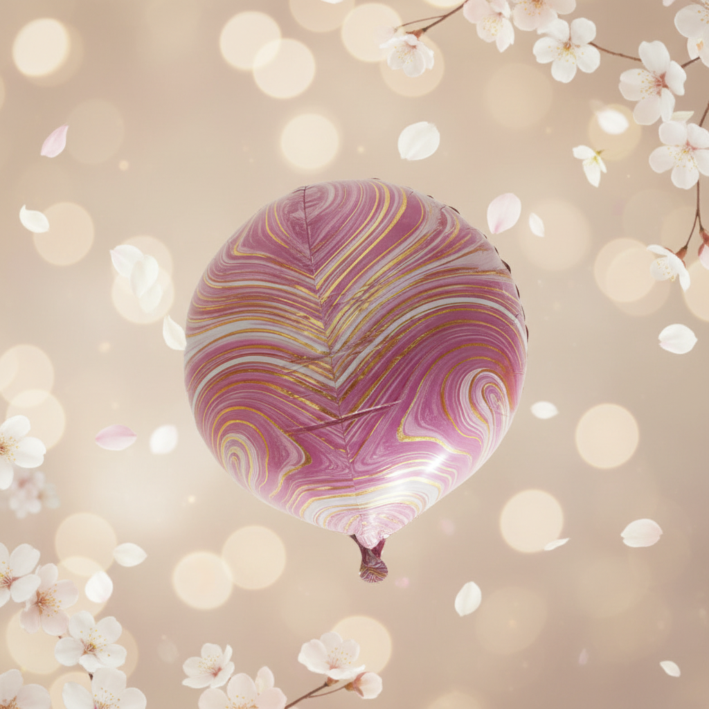 Marmor-Folienballon Pink-Gold in festlicher Atmosphäre